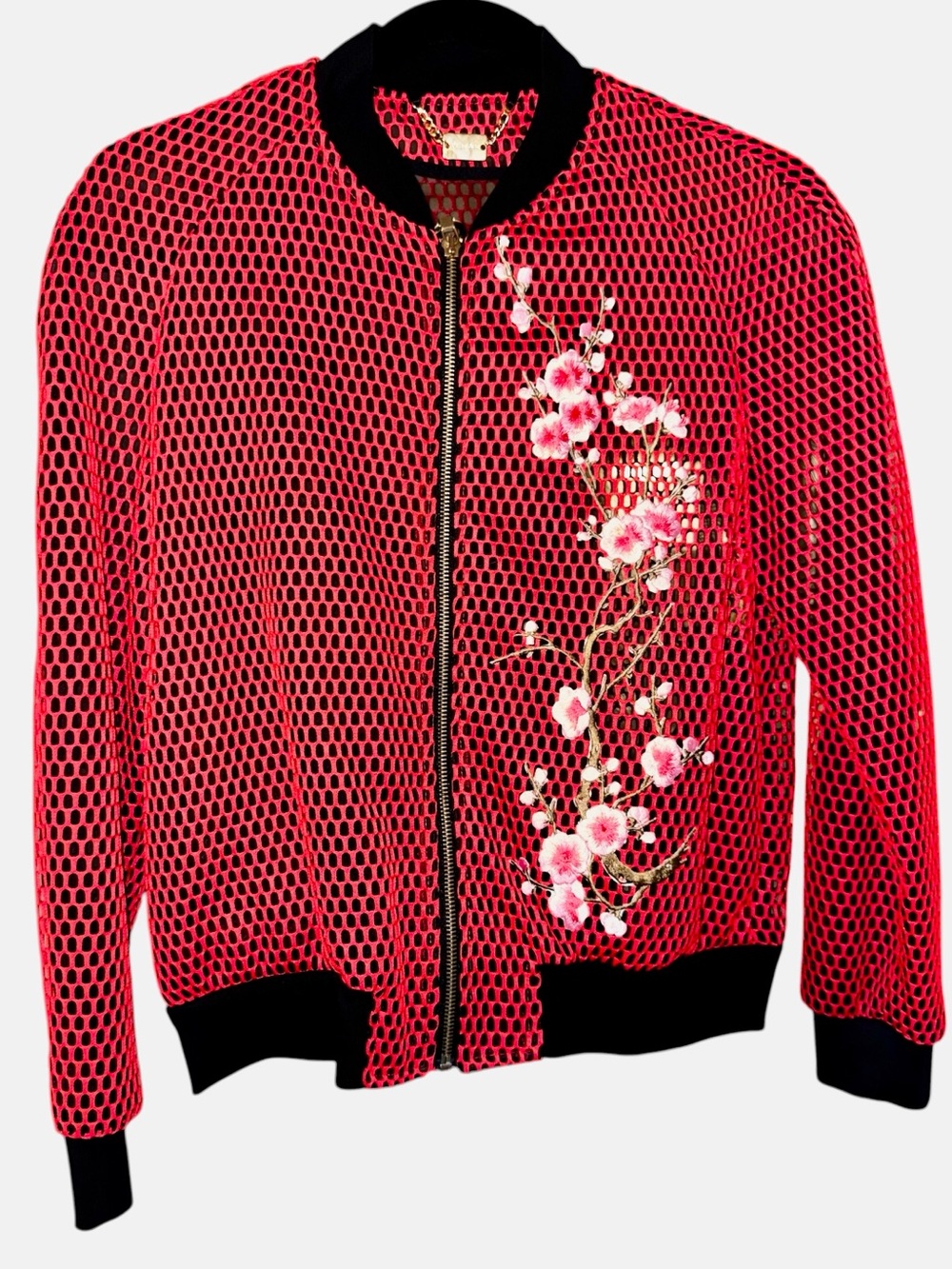 🍒 Red Cherry Blossom Floral Embroidered Bomber Jacket - Women
Made in Italy
